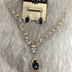 ✨Navy Bling Prom Jewelry Set